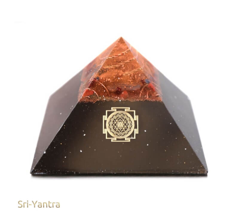 skalar pyramide orgonit feuer 16cm sri yantra