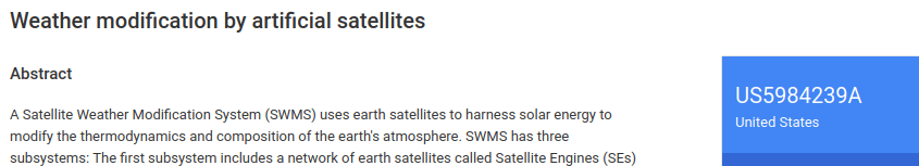 Patent US5984239A Wetter Satelliten